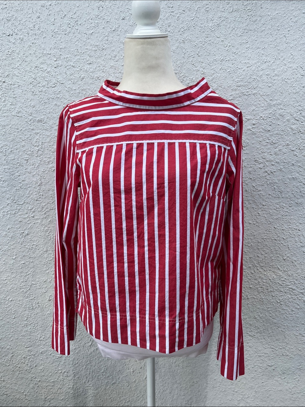 J. Crew Red and White Striped Long-Sleeve Top SZ: 4